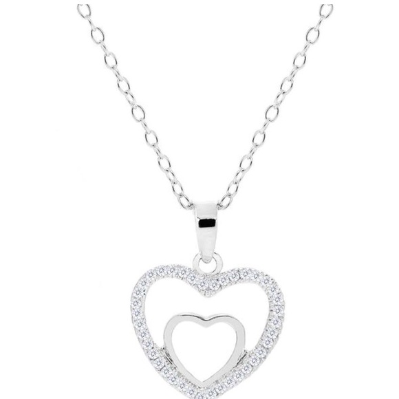 Cate & Chloe Jewelry - 💝WHITE GOLD DOUBLE HEART PENDANT NECKLACE.